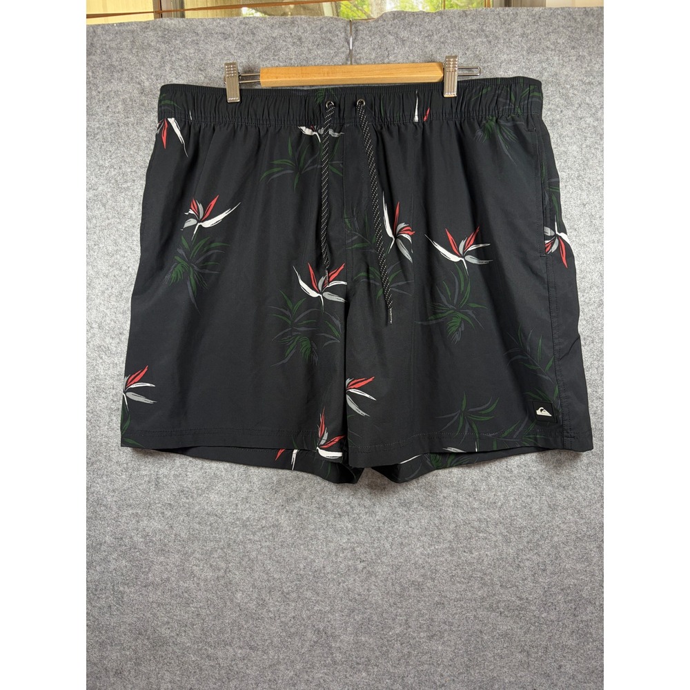 Quiksilver Mens XXL Black Bird of Paradise Floral Board Shorts Swim‎ Trunks EUC